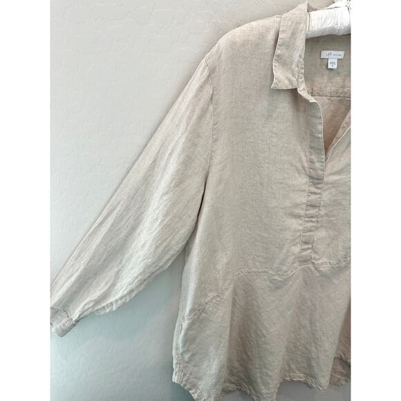 J.JILL | Love Linen Beige Long Sleeve Tunic Top 100% Linen | XL - Picture 3 of 8